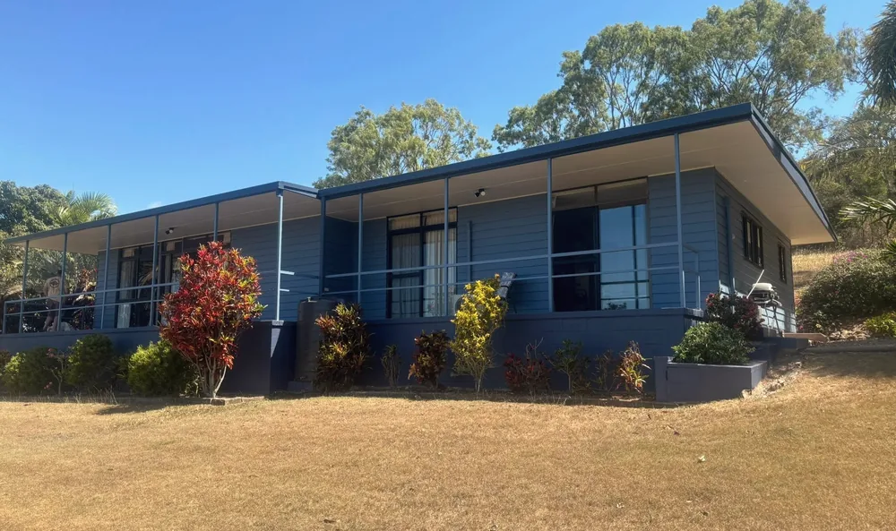Finished blue-grey exterior house repaint